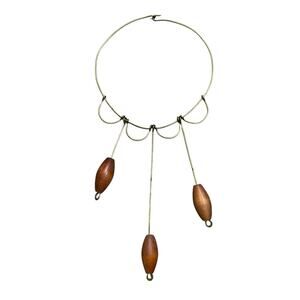 Vintage 1960’s MCM Choker Statement Necklace Large Wooden Beads